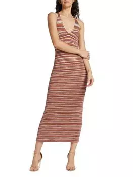 Трикотажное платье миди в полоску Daylann Ronny Kobo, цвет Peach Multi