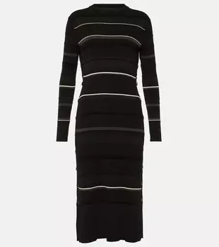 Трикотажное платье миди в полоску Proenza Schouler, черный