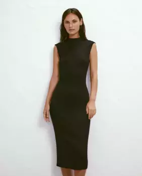 Трикотажное платье миди в рубчик Easy Wear, черный