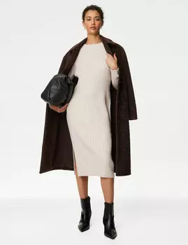 Трикотажное платье миди в рубчик Marks & Spencer