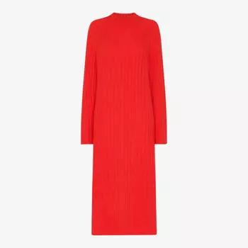Трикотажное платье миди в рубчик с длинными рукавами Whistles, красный