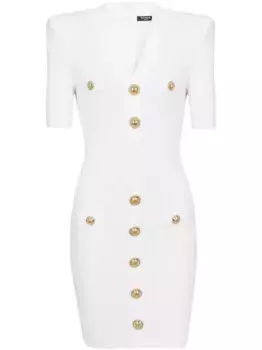 Трикотажное платье мини BALMAIN, белый