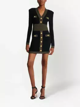 Трикотажное платье мини BALMAIN, черный