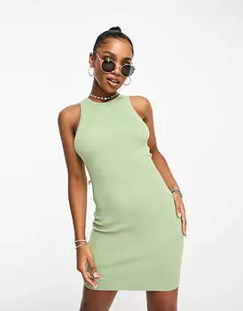 Трикотажное платье мини-борцов цвета хаки ASOS DESIGN