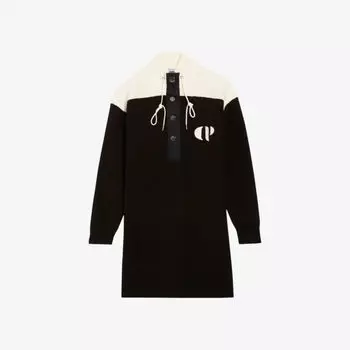 Трикотажное платье мини Maxima с вышитым логотипом Claudie Pierlot, цвет noir / gris