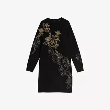 Трикотажное платье мини с длинными рукавами и пайетками Ted Baker, серый