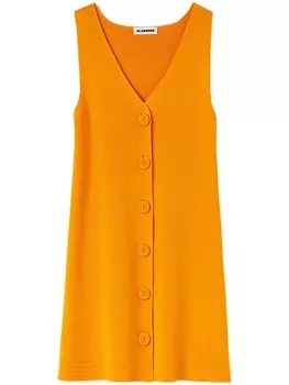 Трикотажное платье мини с V-образным вырезом Jil Sander, желтый