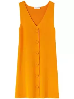 Трикотажное платье мини с V-образным вырезом JIL SANDER, оранжевый
