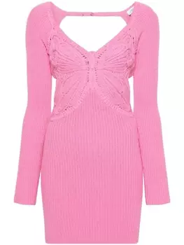 Трикотажное платье мини с вышивкой Blumarine, розовый