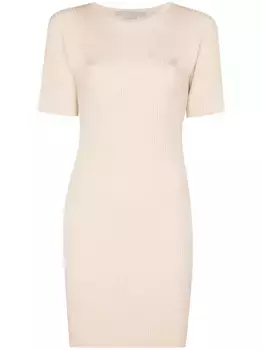 Трикотажное платье мини в рубчик STELLA MCCARTNEY, нейтральный