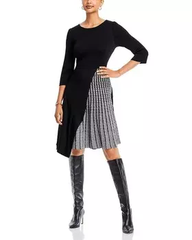 Трикотажное платье Misook со складками по бокам, черный