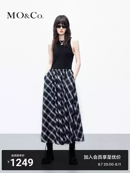 Трикотажное платье Moco без рукавов в клетку, черный