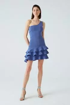 Трикотажное платье на одно плечо с воланами JOIN US, фиолетовый