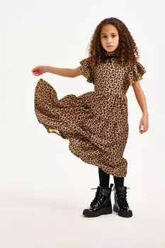 Трикотажное платье натурального цвета с принтом Nicole Miller