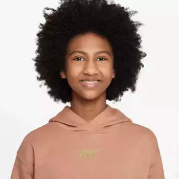Трикотажное платье Nike Sportswear "CLUB FLEECE GIRLS' HOODIE DRESS", цвет Amber Brown/Metallic Gold
