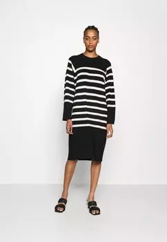 Трикотажное платье Object, черный/песочный