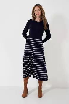 Трикотажное платье облегающего кроя с расклешенной юбкой Crew Clothing Company, синий