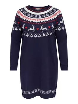 Трикотажное платье обычного кроя Only Carmakoma, синий