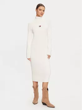 Трикотажное платье обычного кроя Tommy Jeans, экрю