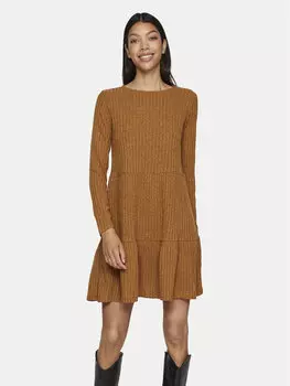 Трикотажное платье обычного кроя Vila, коричневый