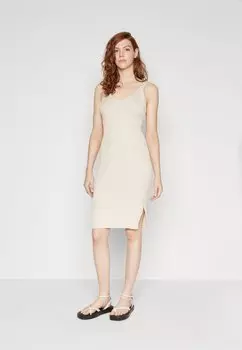 Трикотажное платье ONLLINA SLIT DRESS ONLY, цвет birch detail/melange