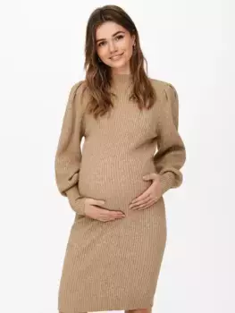 Трикотажное платье Only ДЛЯ МАТЕРИАЛОВ "OLMKATIA L/S DRESS KNT NOOS" Only Maternity, цвет Toasted Coconut Detail:W. Melange