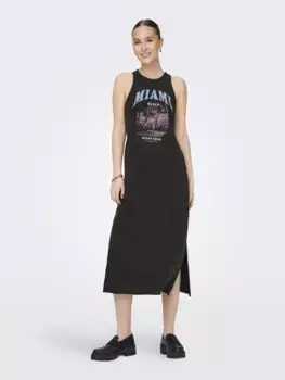 Трикотажное платье ONLY "ONLLUCY LIFE S/L DRIVE DRESS BOX JRS", черный