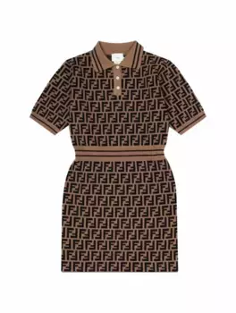 Трикотажное платье-поло с монограммой Fendi, мультиколор