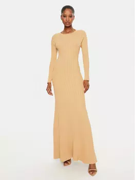 Трикотажное платье приталенного кроя Bardot, бежевый