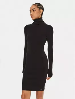 Трикотажное платье приталенного кроя Calvin Klein Jeans, черный