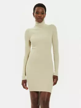 Трикотажное платье приталенного кроя Calvin Klein Jeans, бежевый