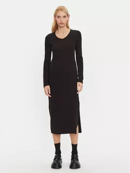 Трикотажное платье приталенного кроя Calvin Klein Jeans, черный