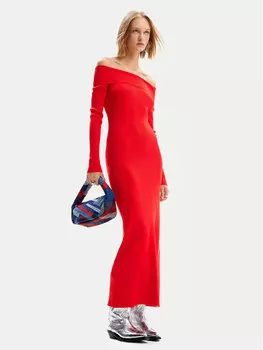 Трикотажное платье приталенного кроя Desigual, красный