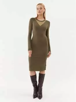 Трикотажное платье приталенного кроя Fracomina, хаки