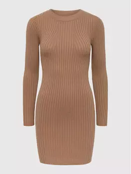 Трикотажное платье приталенного кроя Pieces, коричневый