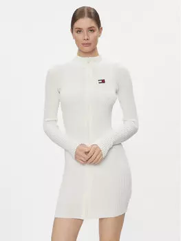 Трикотажное платье приталенного кроя Tommy Jeans, белый