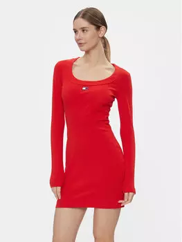 Трикотажное платье приталенного кроя Tommy Jeans, красный