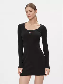 Трикотажное платье приталенного кроя Tommy Jeans, черный