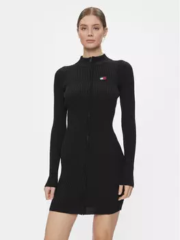 Трикотажное платье приталенного кроя Tommy Jeans, черный