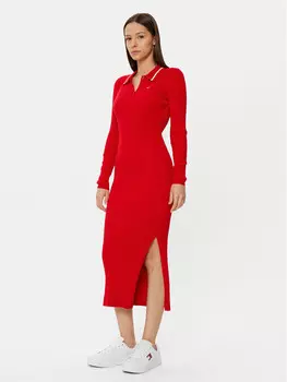 Трикотажное платье приталенного кроя Tommy Jeans, красный