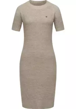 Трикотажное платье "Рэгвир" "Коля", женское платье миди с короткими рукавами в вязаном виде Ragwear, цвет Bone
