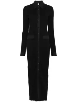 Трикотажное платье-рубашка макси TOTEME, черный