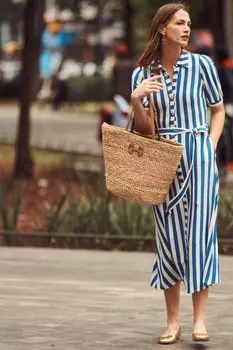 Трикотажное платье-рубашка миди Libby Boden, синий