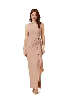 Трикотажное платье с эффектом металлик и каскадом Adrianna Papell, коричневый