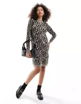 Трикотажное платье с анималистичным принтом Object