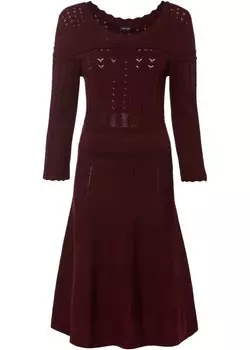 Трикотажное платье с ажурным узором и экологически чистой вискозой Bodyflirt, красный