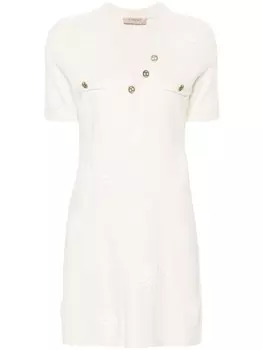 Трикотажное платье с цветочной вышивкой TWINSET, бежевый