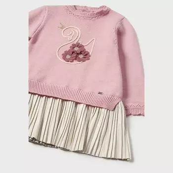 Трикотажное платье с цветочным принтом Pink Swan MAYORAL, розовый