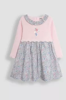 Трикотажное платье с цветочным воротником Jojo Maman Bb, розовый