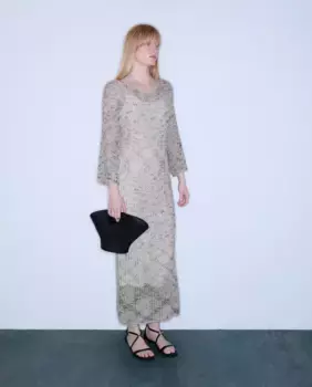 Трикотажное платье с длинным рукавом Woman Limited El Corte Ingls, коричневый